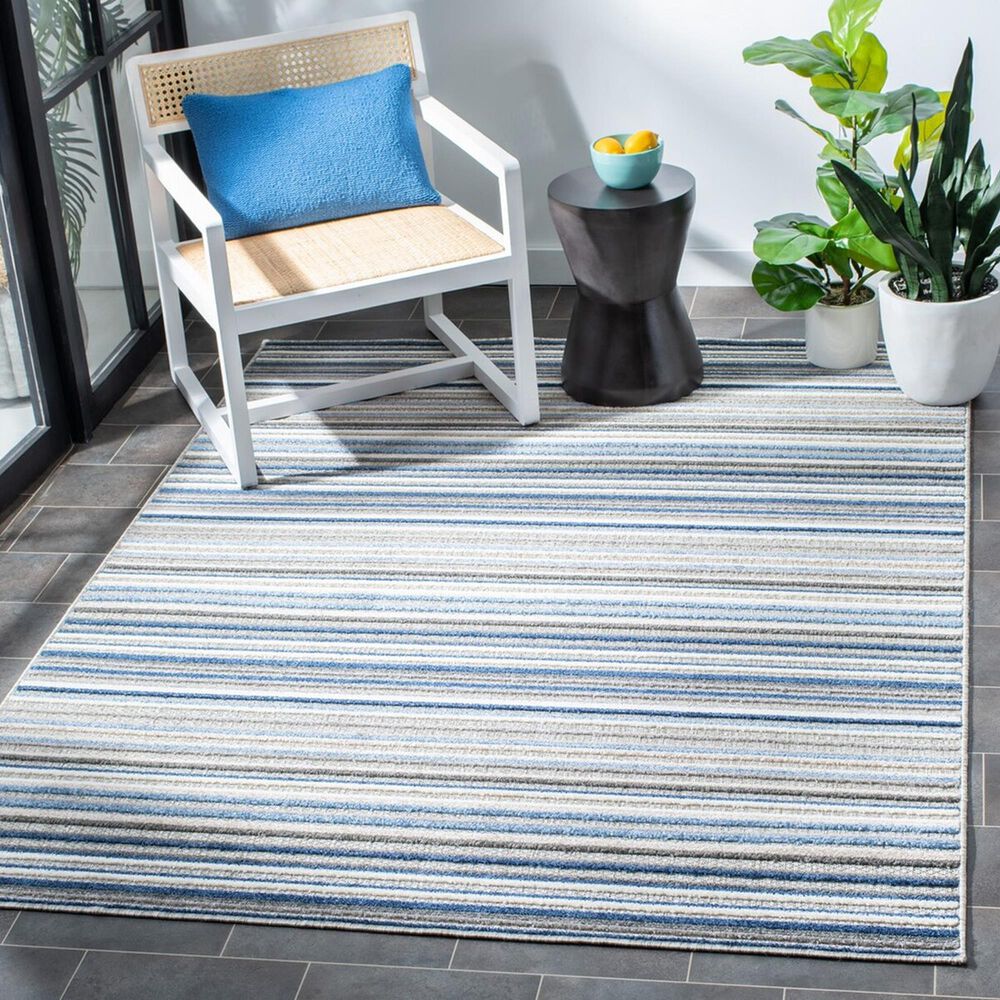 Safavieh Cabana CBN323F 3&#39; x 5&#39; Grey and Blue Indoor/Outdoor Area Performance Rug, , large