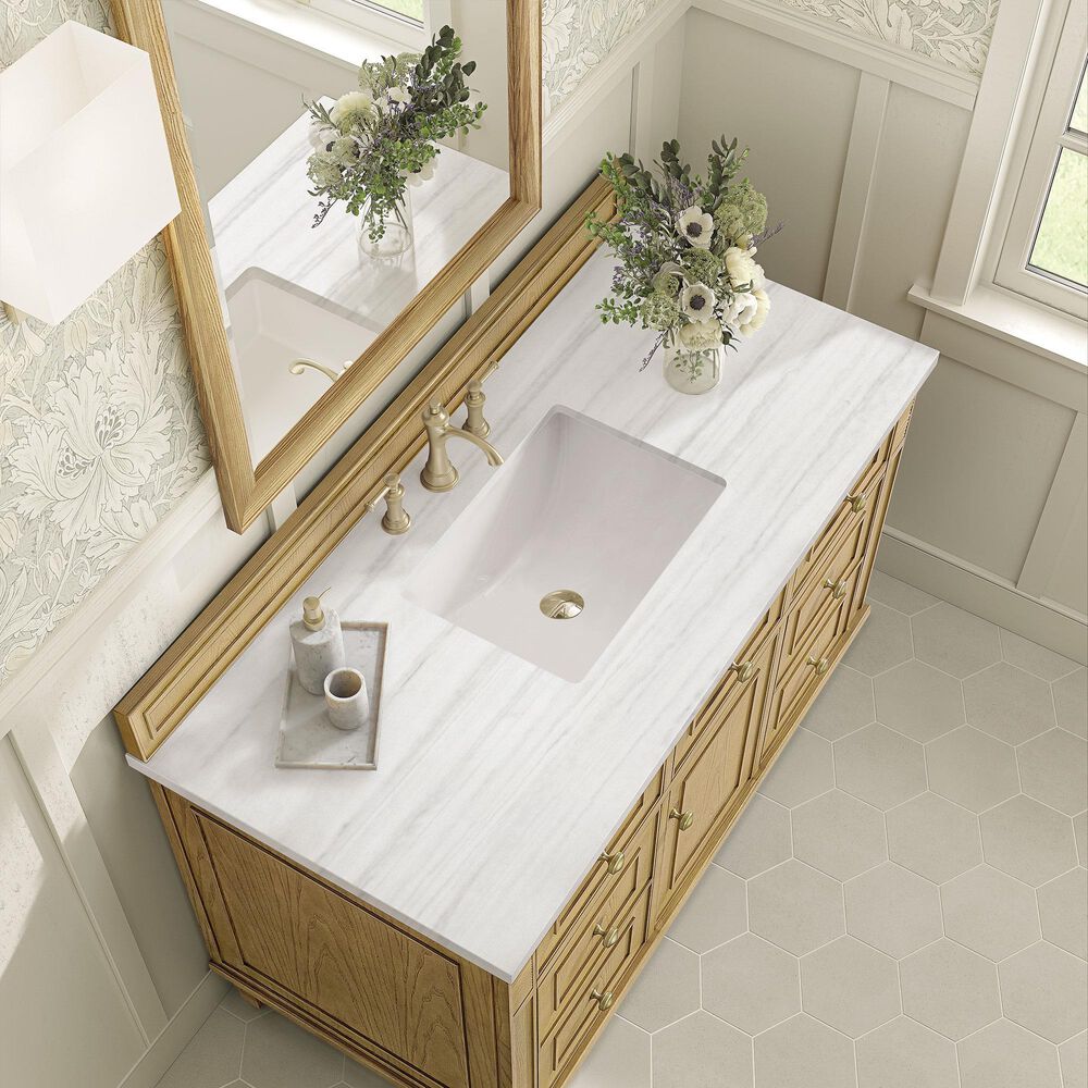 James Martin Vanities Lorelai 48&quot; Single Vanity in Light Natural Oak with 3 cm Arctic Fall Solid Surface Top, , large