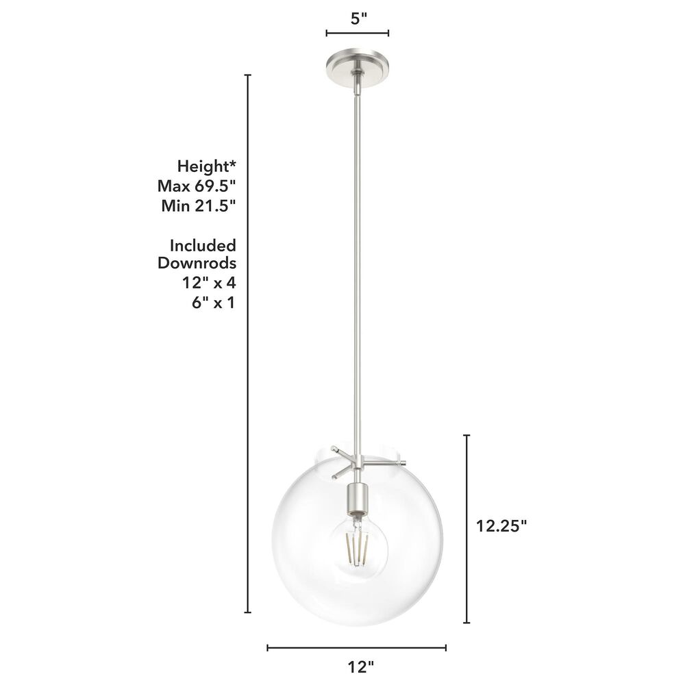 Hunter Sacha 1-Light Pendant in Brushed Nickel, , large