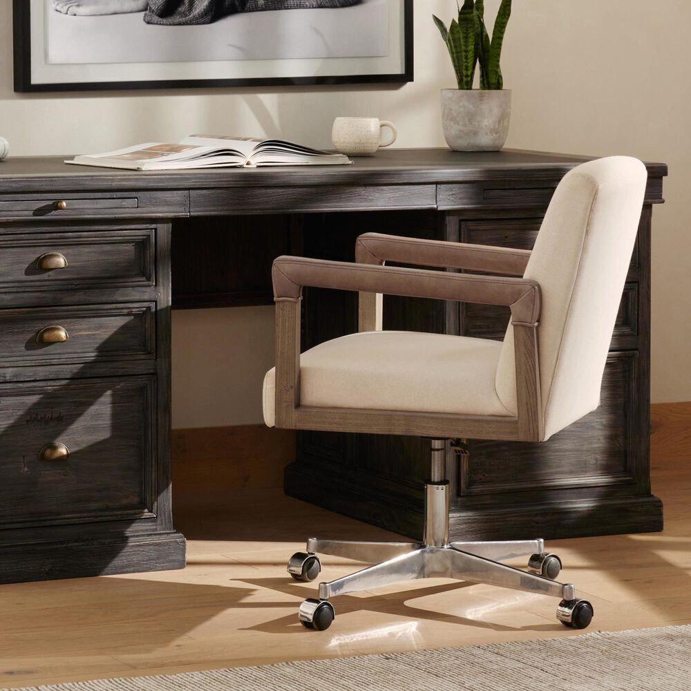 Four Hands Reuben Desk Chair in Lamont Nettlewood and Stainless Steel, , large