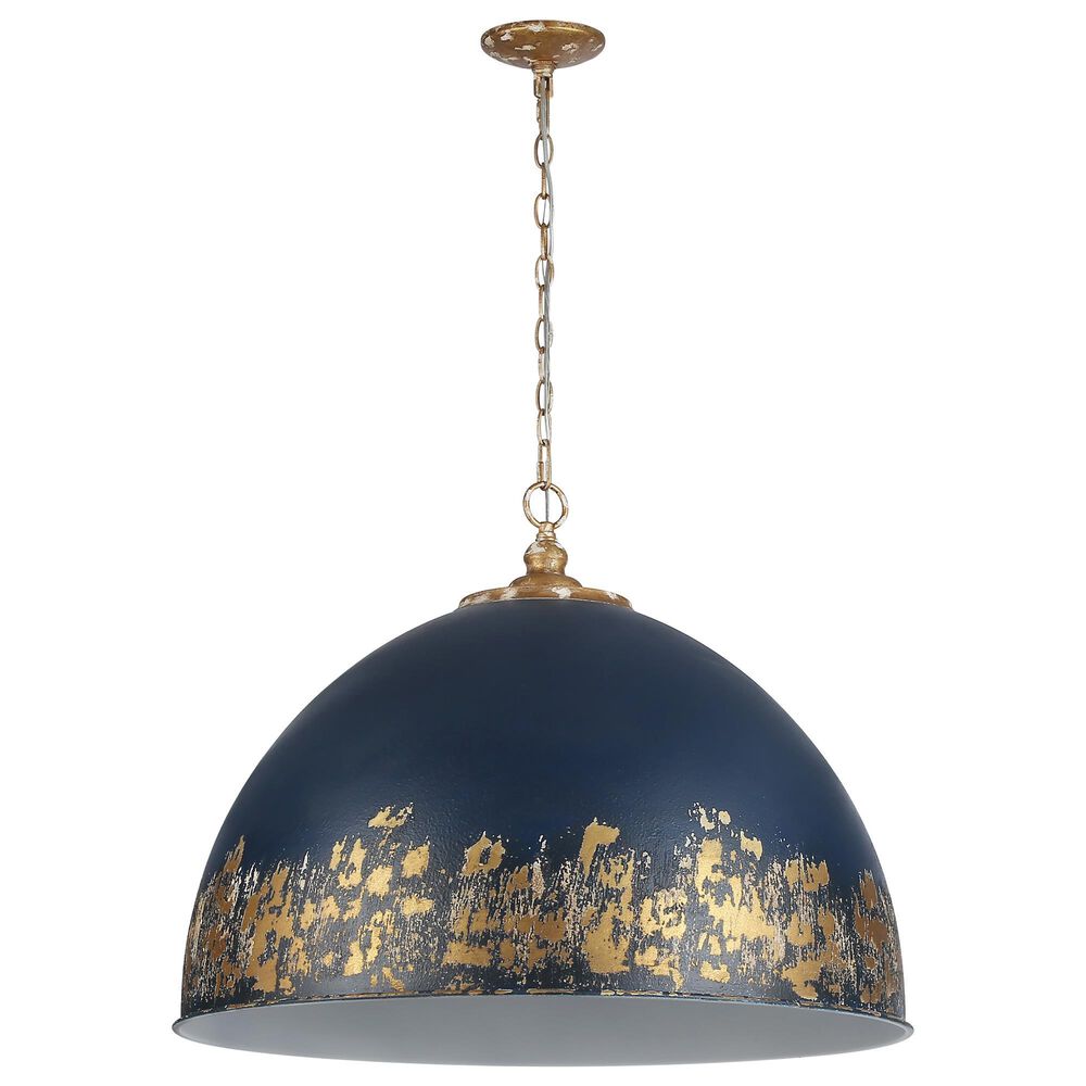 Golden Lighting Alison 8-Light Pendant with Antique Matte Navy Shade in Vintage Gold, , large