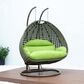 Leisuremod 57" Patio 2-Seat Hanging Egg Swing Chair with Light Green Cushion in Beige, , large