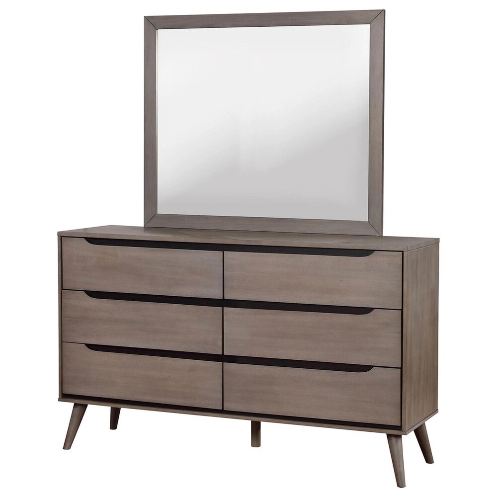 Furniture of America Lennart 6-Drawer Dresser and Mirror in Gray, , large
