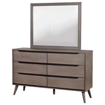 Furniture of America Lennart 6-Drawer Dresser and Mirror in Gray, , large