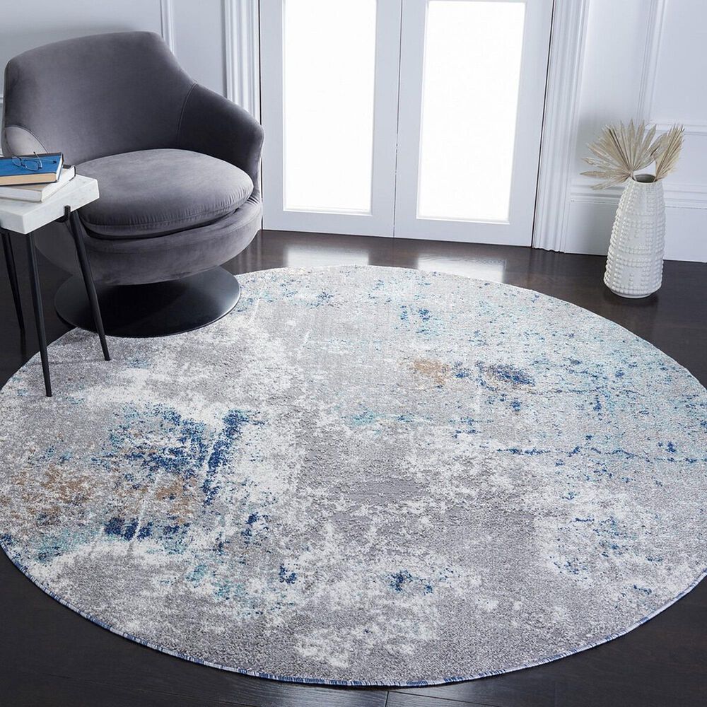 Safavieh Aston 6&#39;7&quot; Round Grey and Blue Area Rug, , large