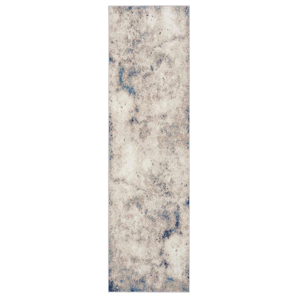 Nourison Infinity IFN05 2"2" x 7"6" Ivory, Grey and Blue Runner, , large