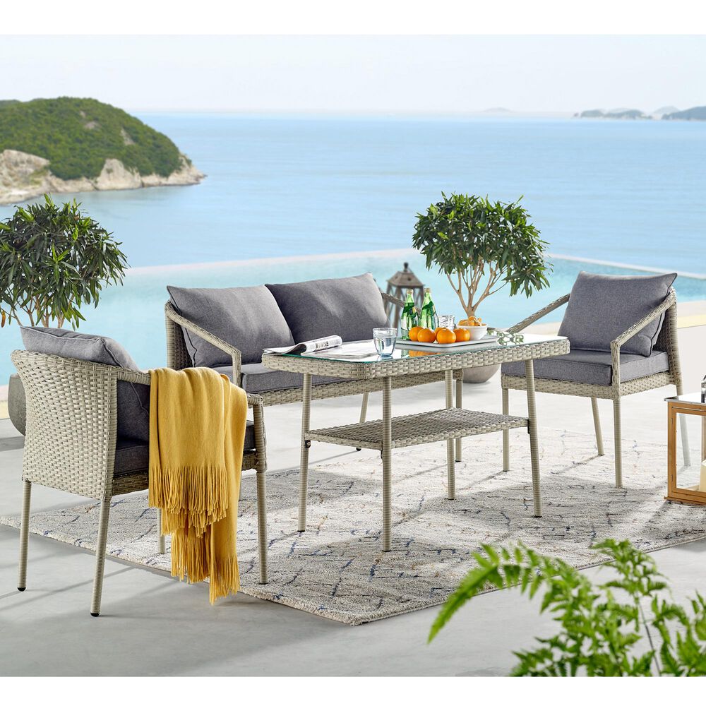 Bolton Furniture Windham 4-Piece Outdoor Conversation Set in Light Gray/Dark Gray, , large