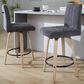LumiSource Hank Swivel Counter Stool with Black Fabric Upholstery in Whitewashed and Black (Set of 2), , large