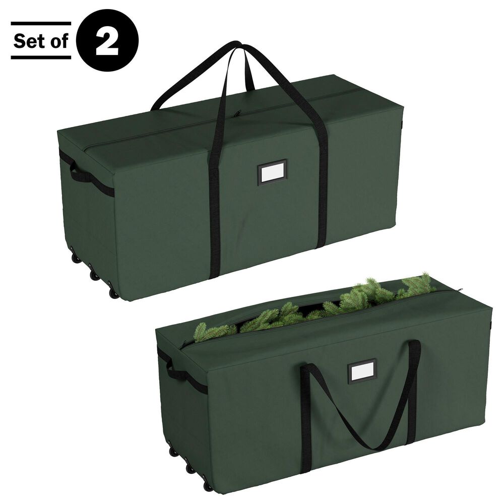 Timberlake Rolling Christmas Tree Storage Bag in Green &#40;Set of 2&#41;, , large