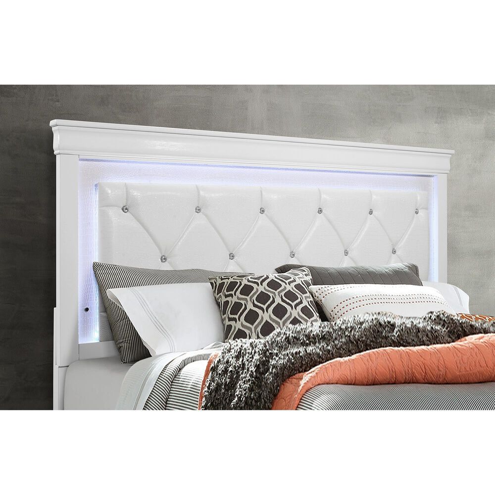 Global Furniture USA Pompei King Bed in Metallic White, , large