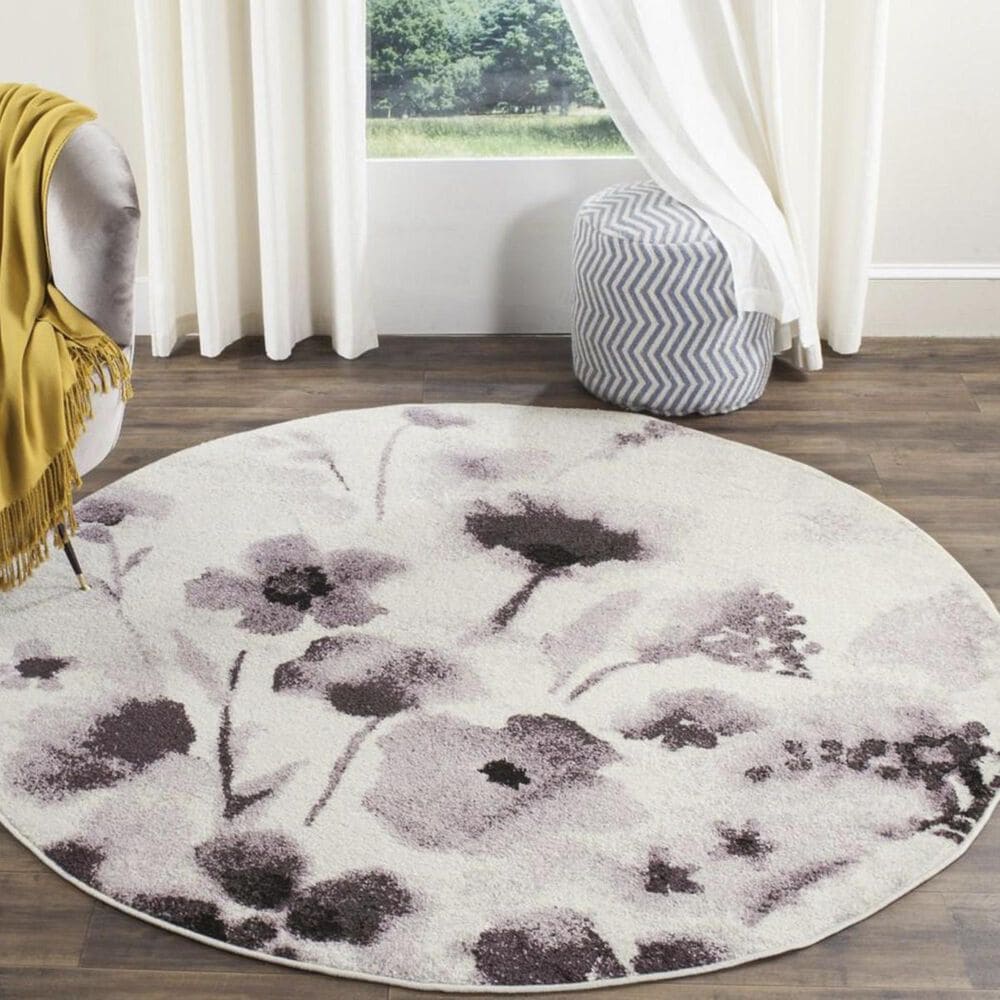 Safavieh Adirondack ADR127L 6" Round Ivory and Purple Area Rug, , large