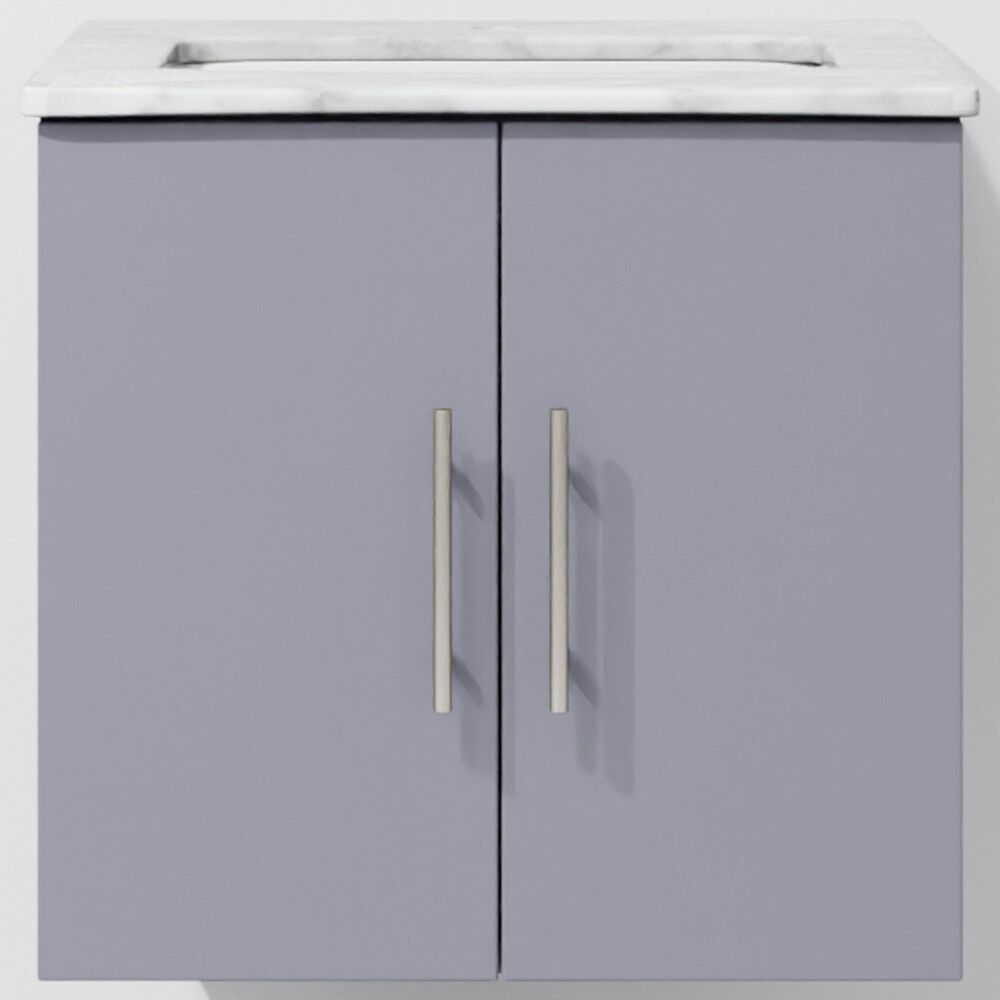 Lexora Home Geneva 24&quot; Single Bathroom Vanity in Dark Grey with 2 cm White Carrara Marble Top and Rectangular Sink, , large