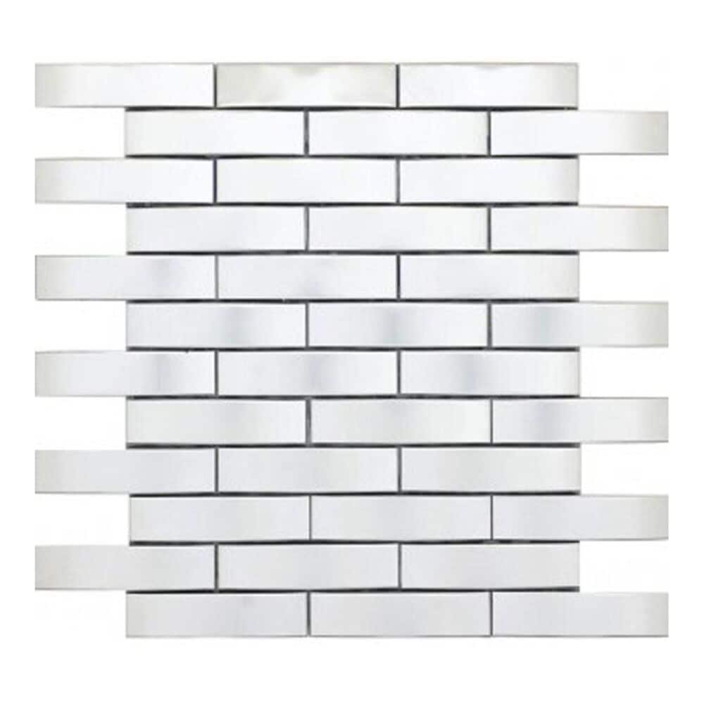 Emser Gleam Silver 11" x 12" Metal Mosaic Sheet, , large