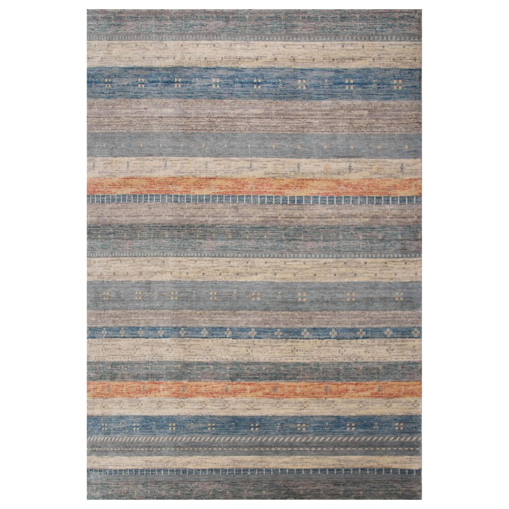RIZZY Spectrum Gray, Dark Blue, Teal, Rust, Cream, Beige and Ivory 8" x 10" Area Rug, , large