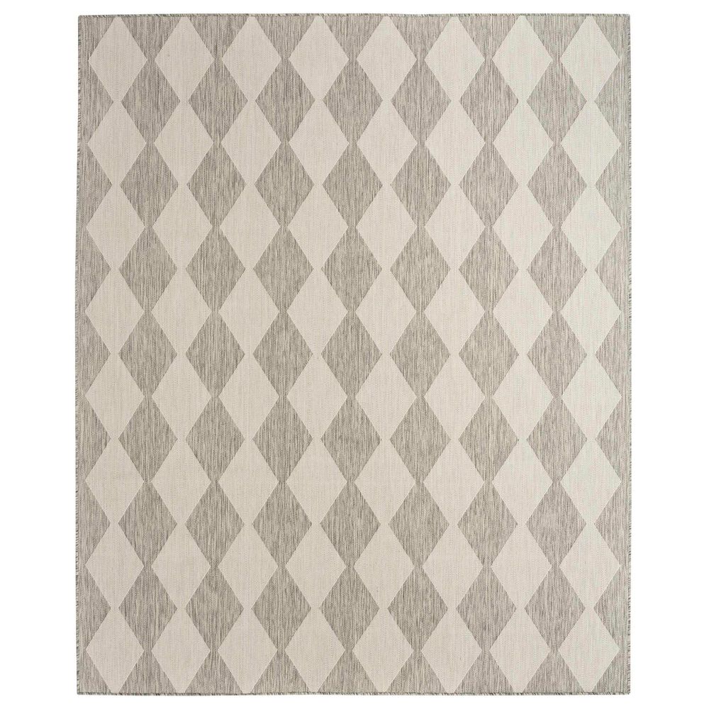 Nourison Positano Geometric Light Grey 5" x 7" Indoor/Outdoor Area Rug, , large