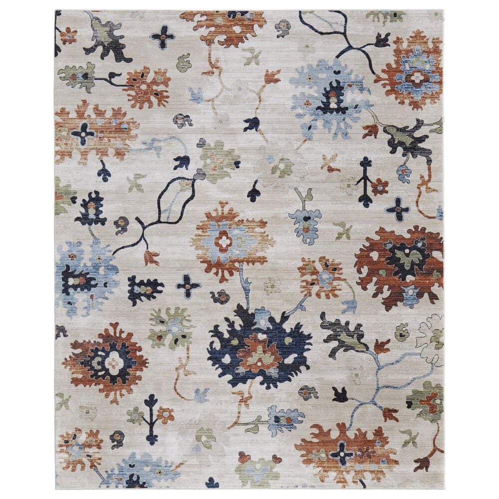 Feizy Melrose Natural 5" x 7"6" Ivory and Multicolor Area Rug, , large