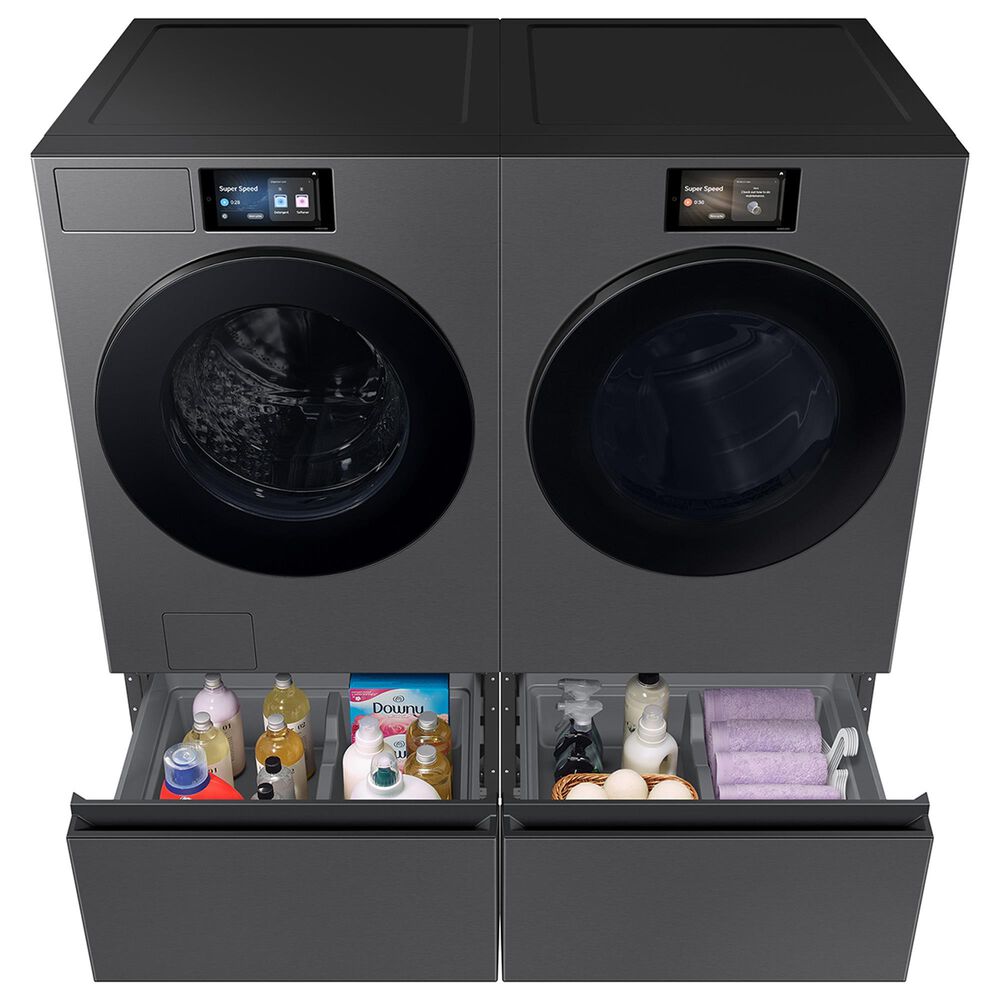 Samsung Bespoke 27&quot; Wide Laundry Pedestal with Storage Drawer in Dark Steel, , large