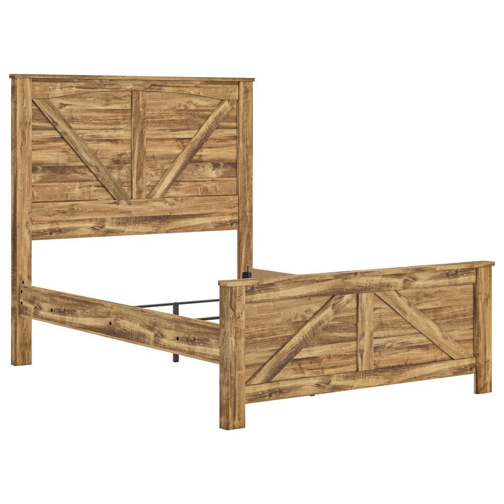 Ashley Maystonna Queen Crossbuck Panel Bed in Brown, , large