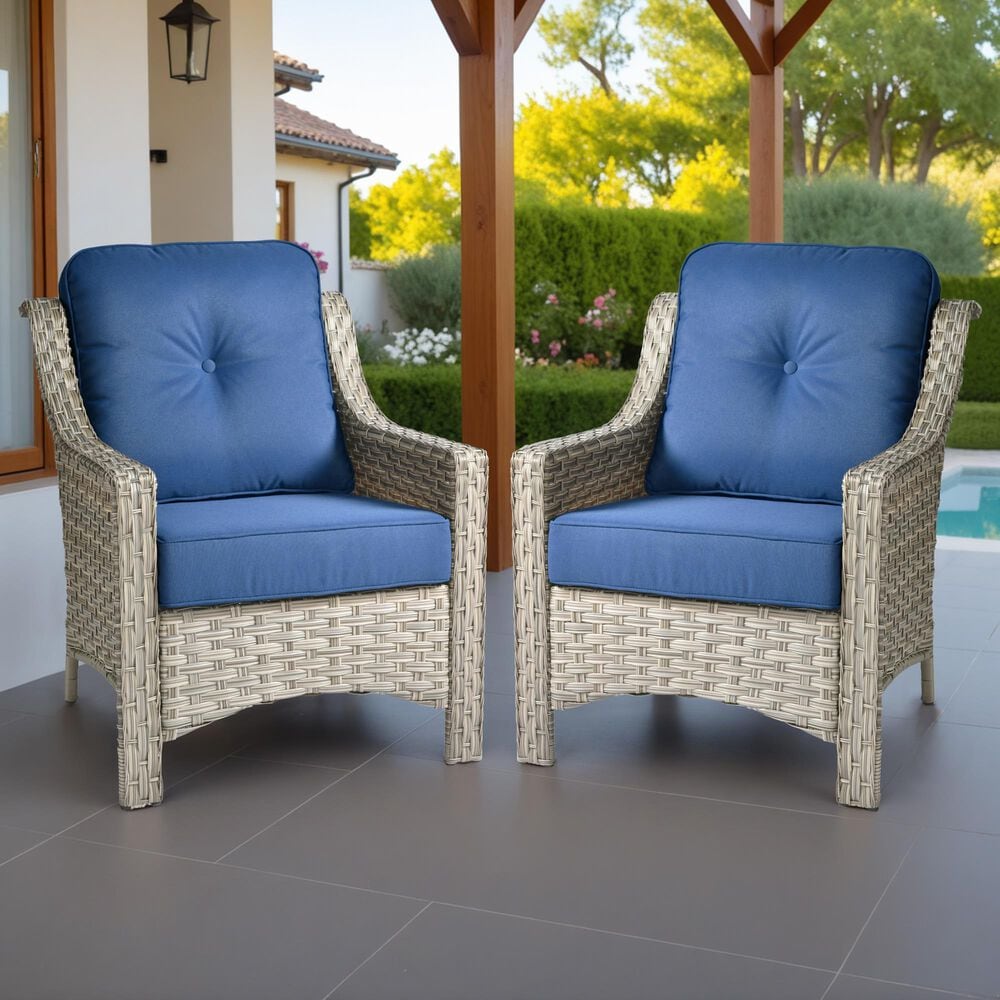 HOMLUX Outdoor Arm Chair in Navy Blue (Set of 2), , large