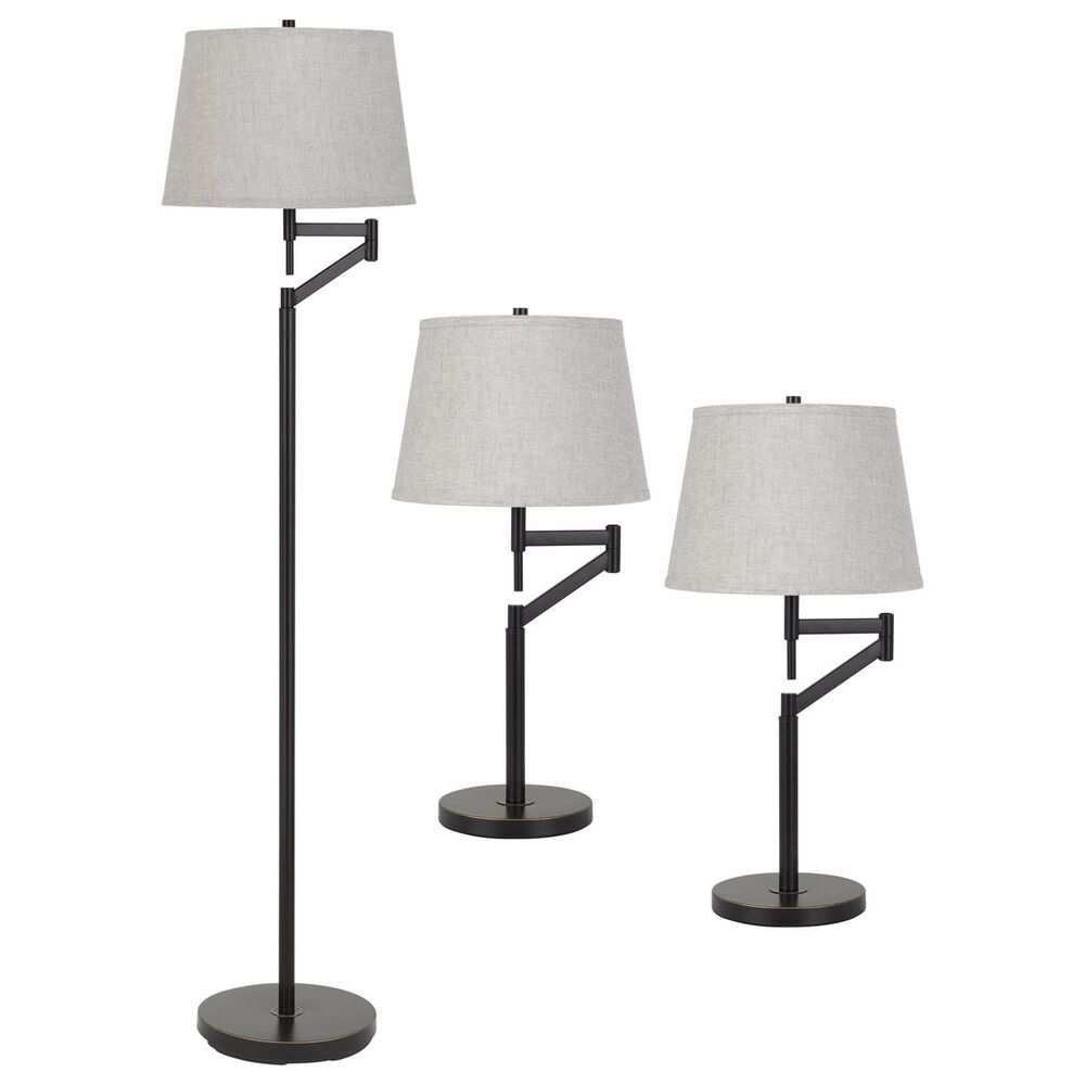Cal Lighting Swing Arm Floor and Table Lamp Set in Dark Bronze (Set of 3), , large