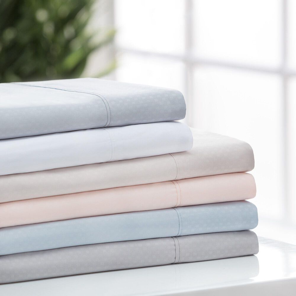 4-Piece King Checkered Emboss Sheet Set in Modern Gray, , large