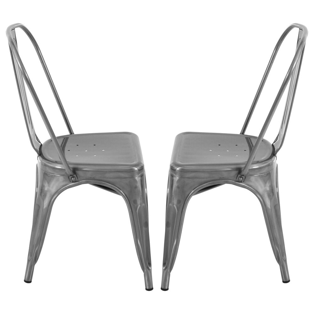 Lumisource Oregon Stackable Dining Chair in Brushed Silver/Brushed Silver &#40;Set of 2&#41;, , large