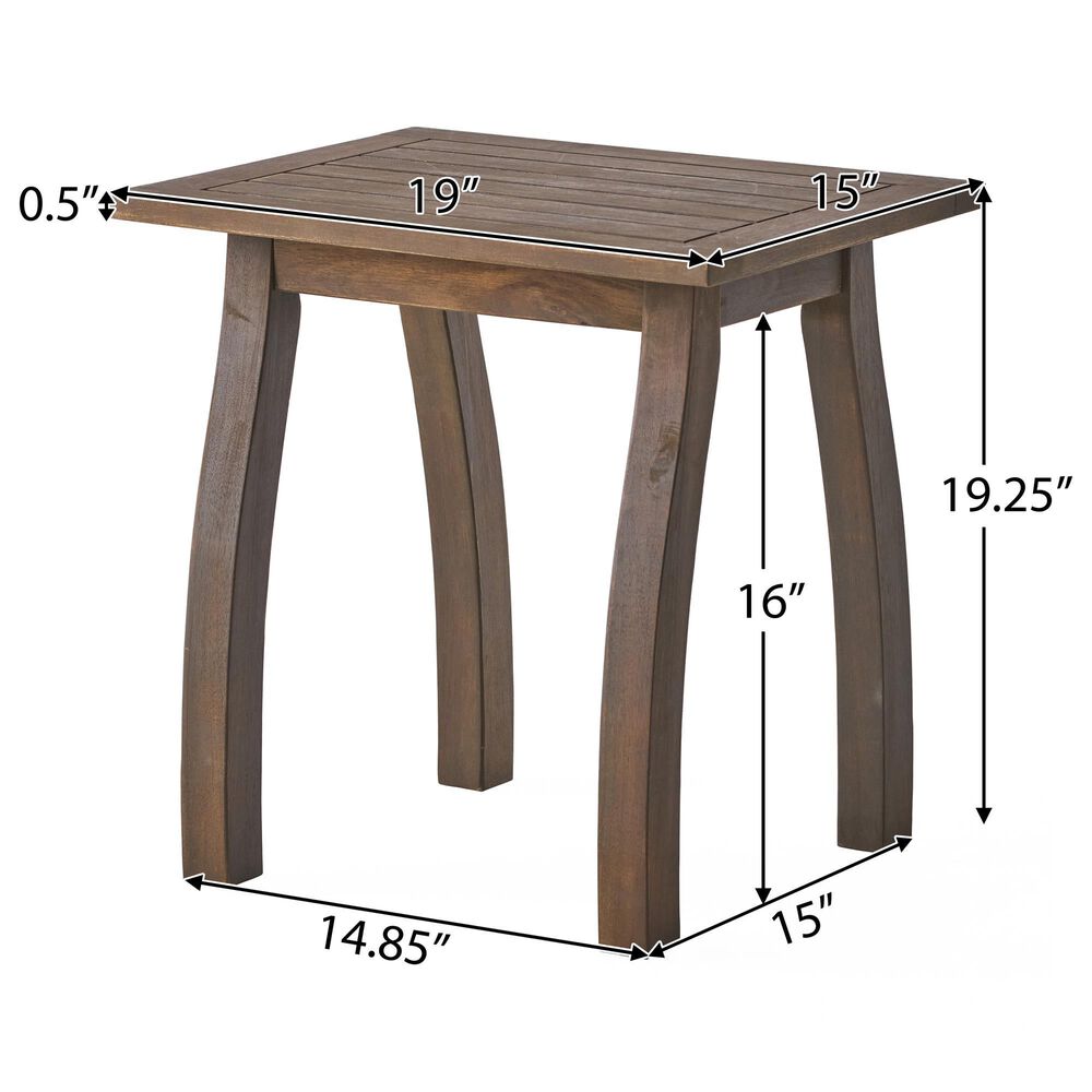 Hearth and Haven Selma Outdoor End Table with Slatted Top and Curved Legs in Gray, , large