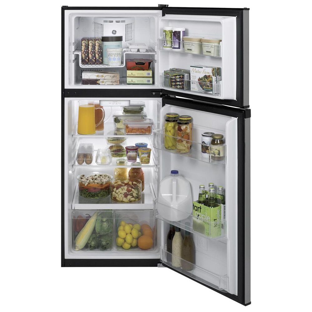 GE Appliances 11.6 Cu. Ft. TopFreezer Refrigerator in Stainless Steel Nebraska Furniture Mart