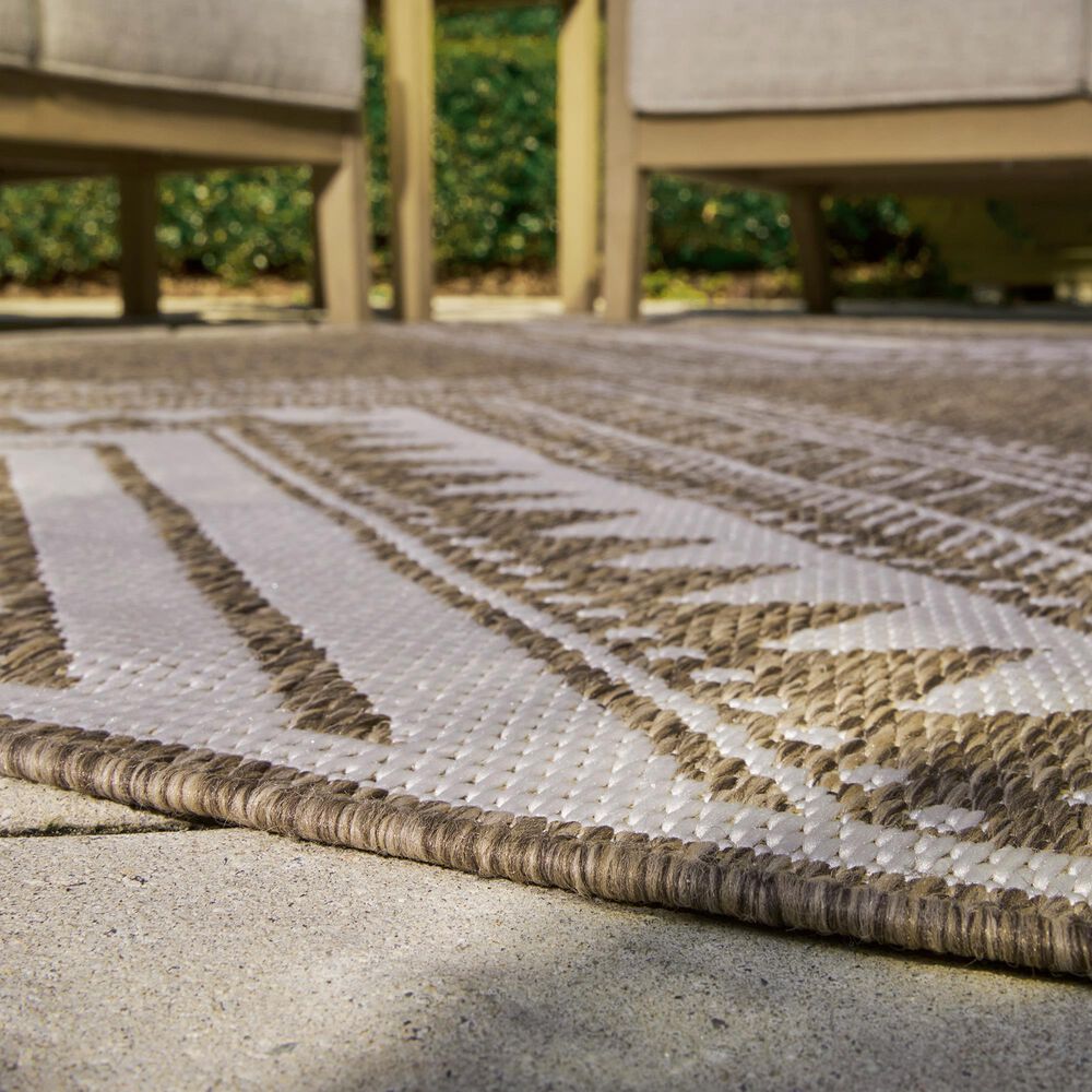 Ashley Dunsler 8&#39; x 10&#39; Brown and Cream Outdoor Rug, , large