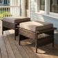 Sunwell Garden Outdoor Ottoman with Gray Cushion in Brown (Set of 2), , large