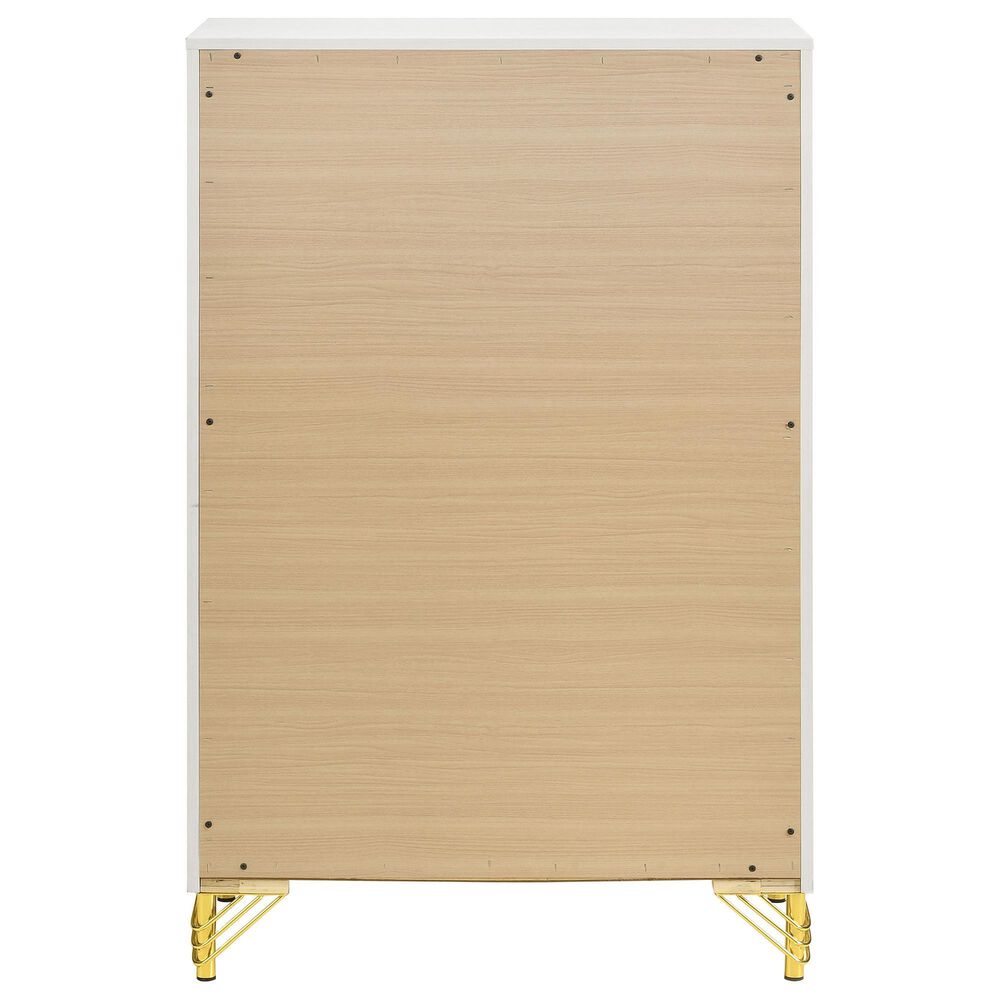 Pacific Landing Lucia 5-Drawer Chest in White and Gold, , large