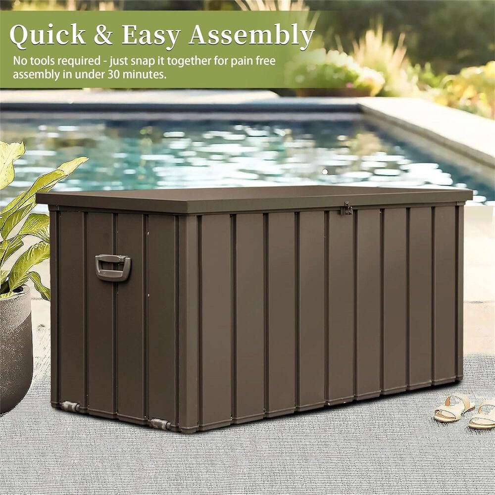 Hearth and Haven 150-Gallon Outdoor Storage Deck Box with Waterproof Material in Dark Brown, , large