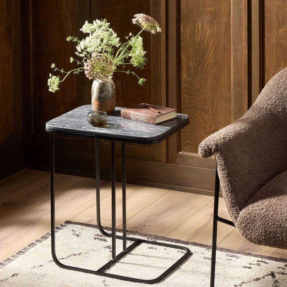 Four Hands Adalley End Table in Polished Black and Matte Black, , large