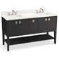 Kohler Seagrove 60" Double Bathroom Vanity in Ferrous Grey with 3 cm White Quartz Top and Rectangular Sinks, , large
