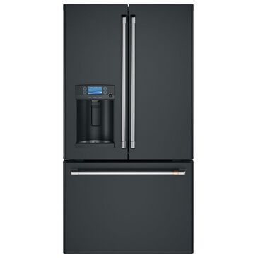 Cafe 27.8 Cu. Ft. French Door Refrigerator Energy Star with Hot Water Dispenser in Matte Black and Brushed Stainless, , large