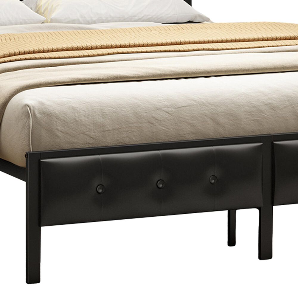 HOMLUX Queen Upholstered Platform Bed with 12.6" Under-bed Storage in Black, , large