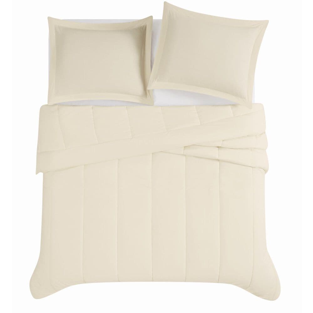 Pem America 3-Piece Solid Percale Full/Queen Comforter Set in Chalk, , large