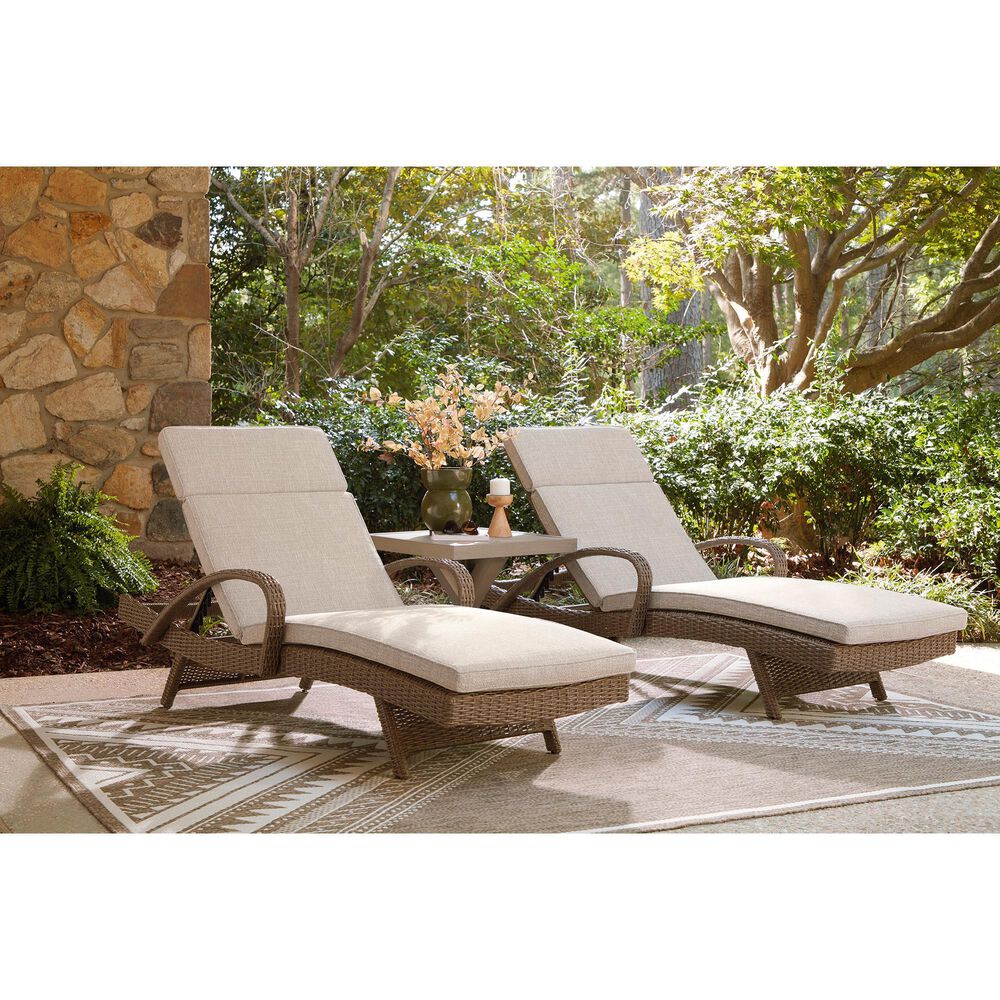 Ashley Laguna Heights Patio Chaise Lounge with Cushion in Beige, , large