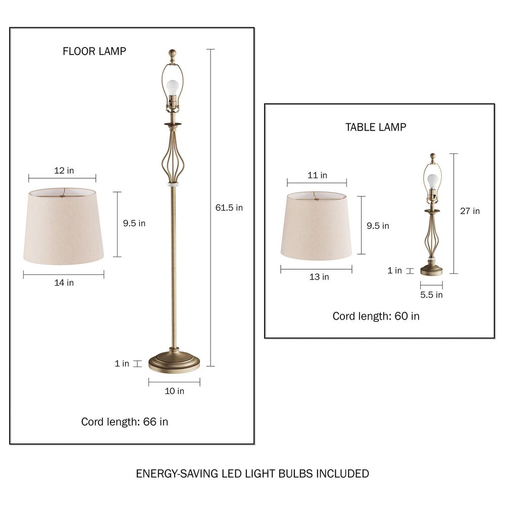 Timberlake 3-Piece Floor and Table Lamp Set in Distressed Gold, , large