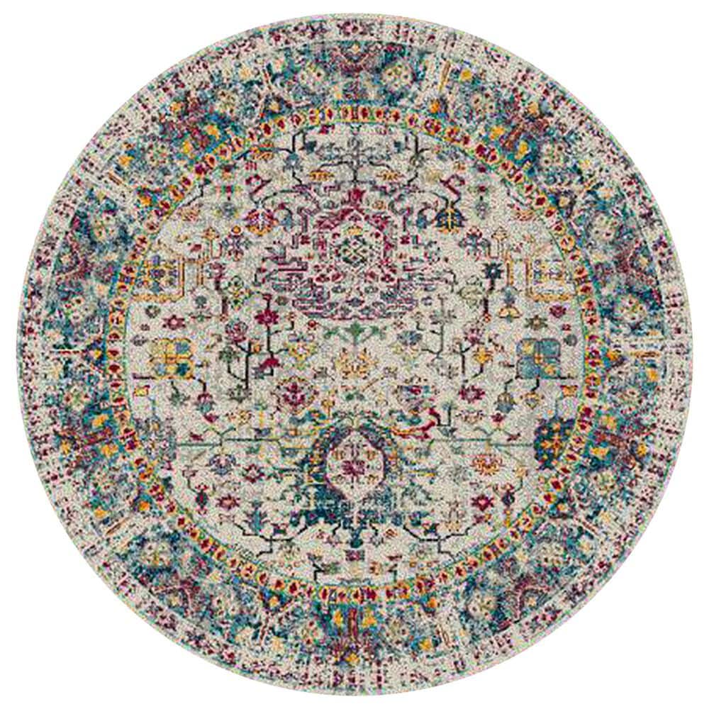Amer Rugs Montana 7"6" Round Gray and Orange Area Rug, , large