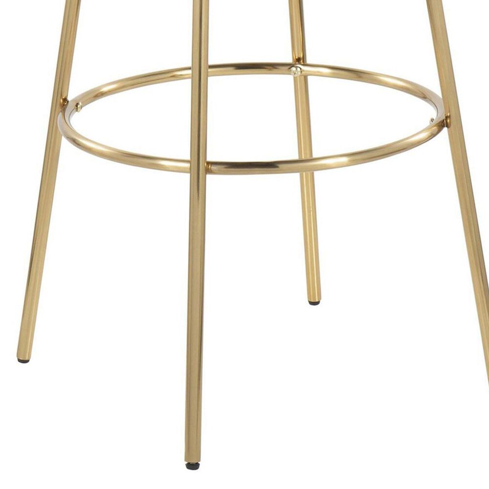LumiSource Ava Swivel Bar Stool with Snow White Fabric Upholstery in Gold (Set of 2), , large
