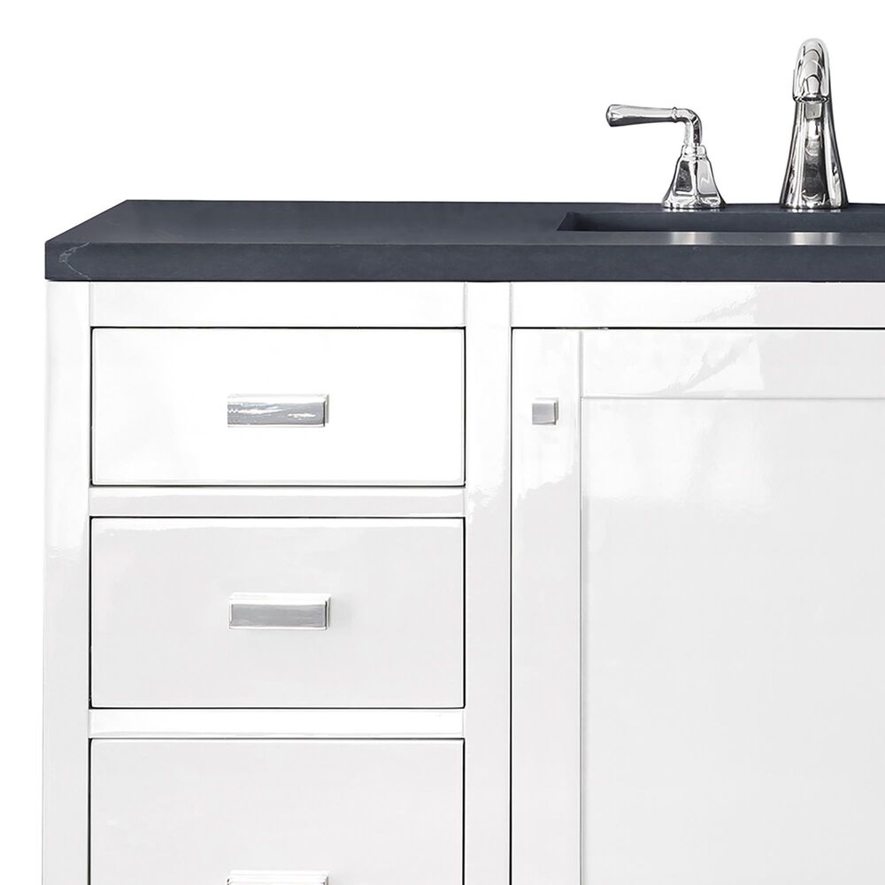 James Martin Vanities Addison 48" Single Bathroom Vanity in Glossy White with 3 cm Charcoal Soapstone Quartz Top and Rectangular Sink, , large