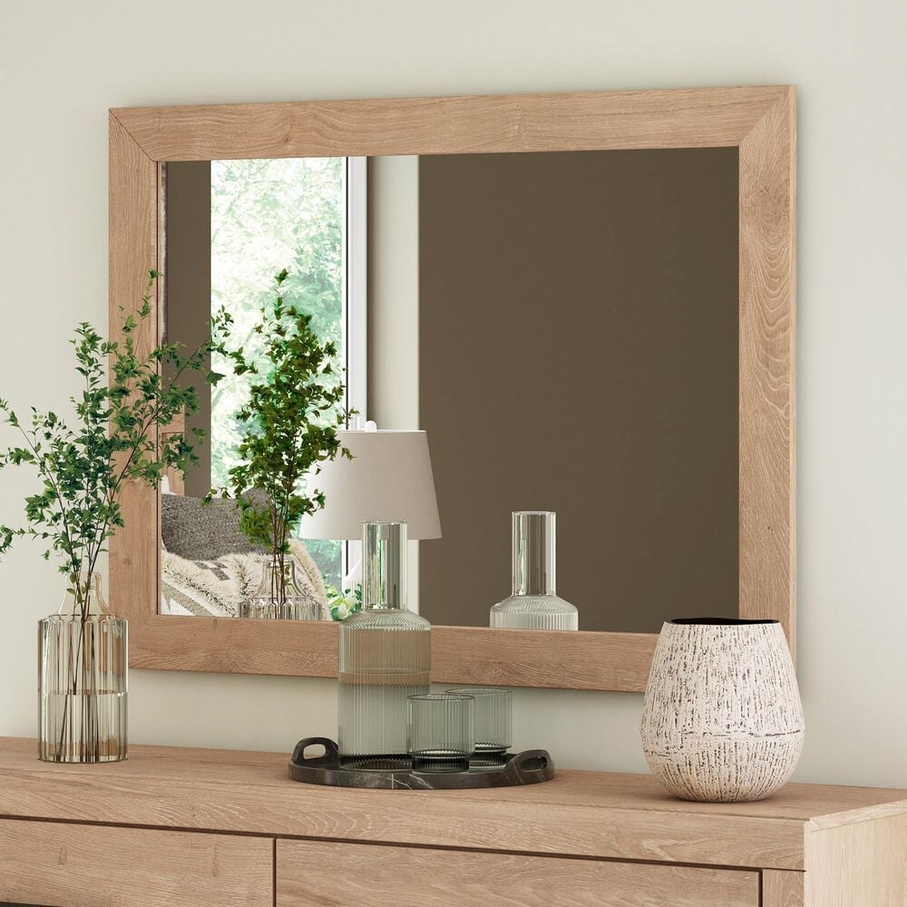 Ashley Sanginlane Dresser Mirror in Light Oak, , large