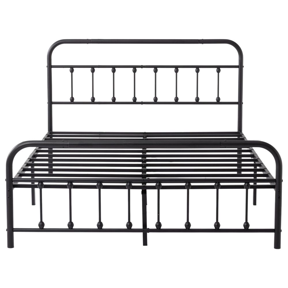 HOMLUX Full Metal Bed Frame with Sturdy Slats in Black, , large