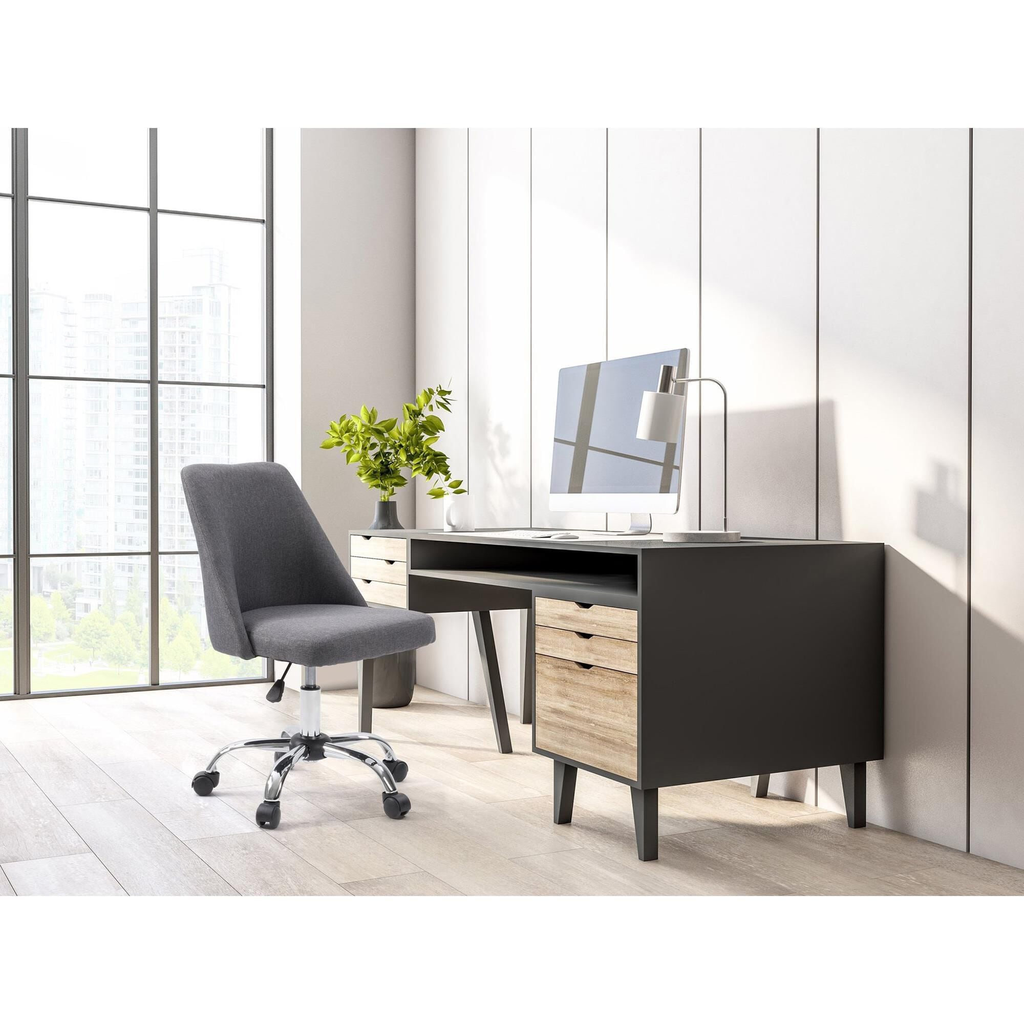 Grey armless desk discount chair
