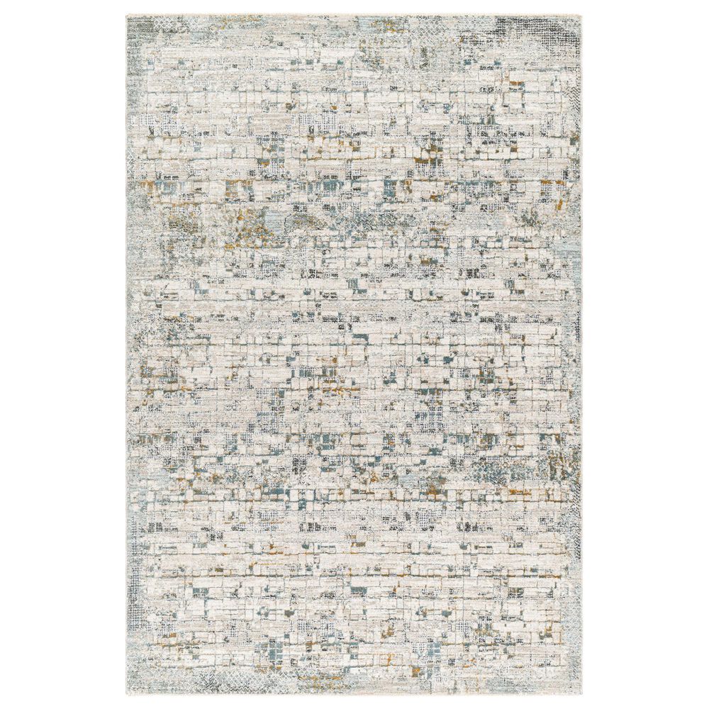 Surya Dresden Taupe, Off-White, Light Gray, Deep Teal, Dusty Sage, Ink Blue and Mustard 12" x 15" Area Rug, , large