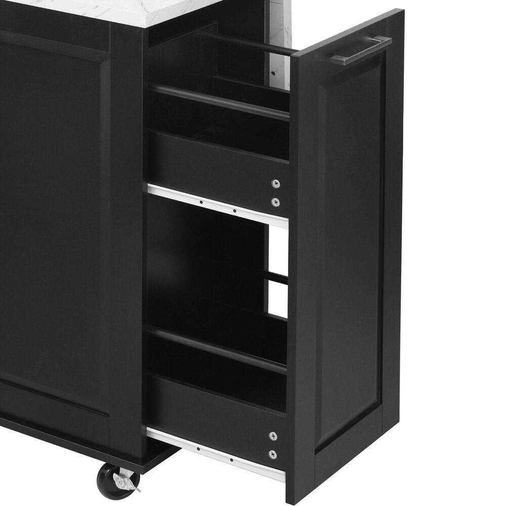 HOMLUX 51" Kitchen Island with Tilt Trash Can Cabinet in Black, , large