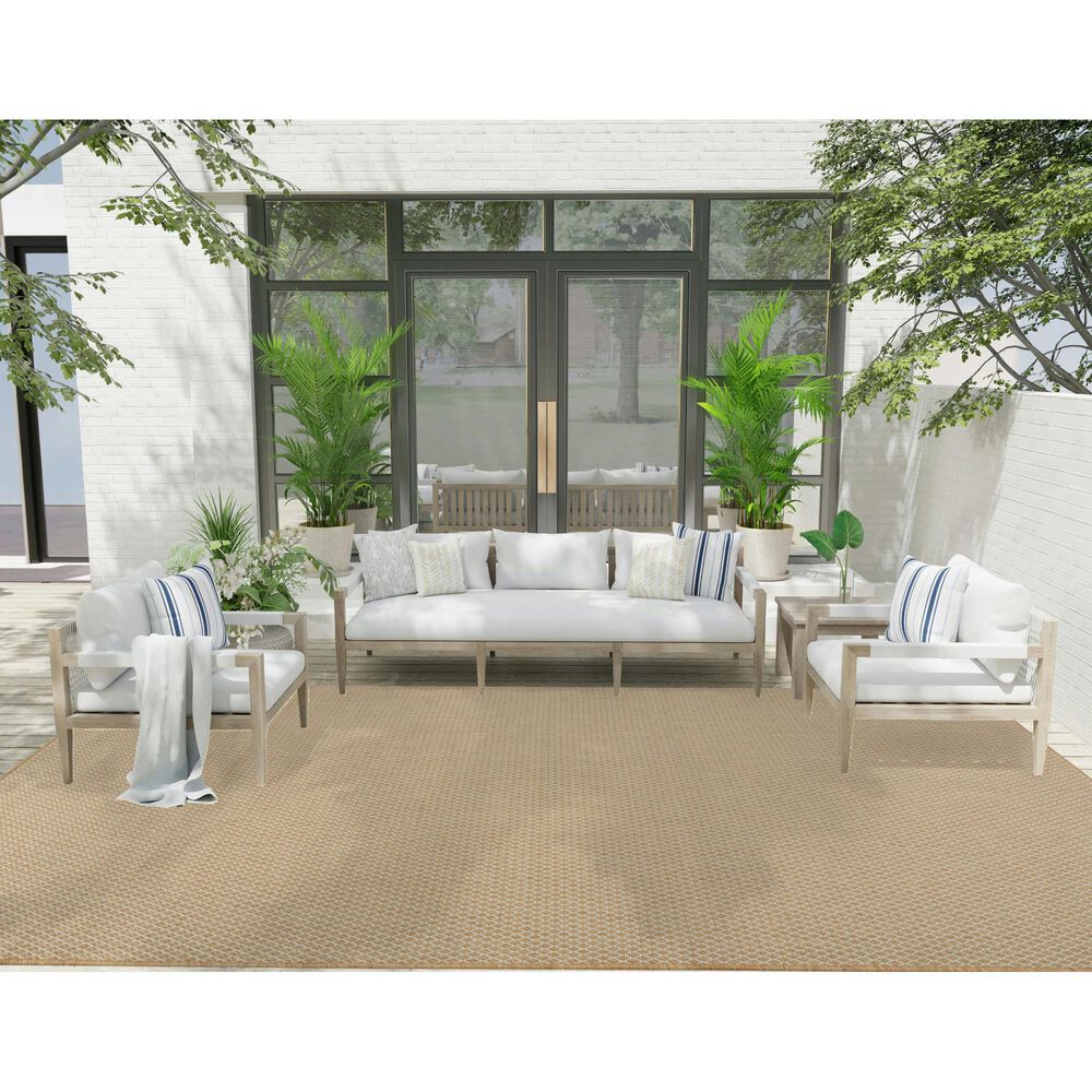 Nourison Courtyard Natural 9&#39; x 12&#39; Indoor/Outdoor Area Rug, , large