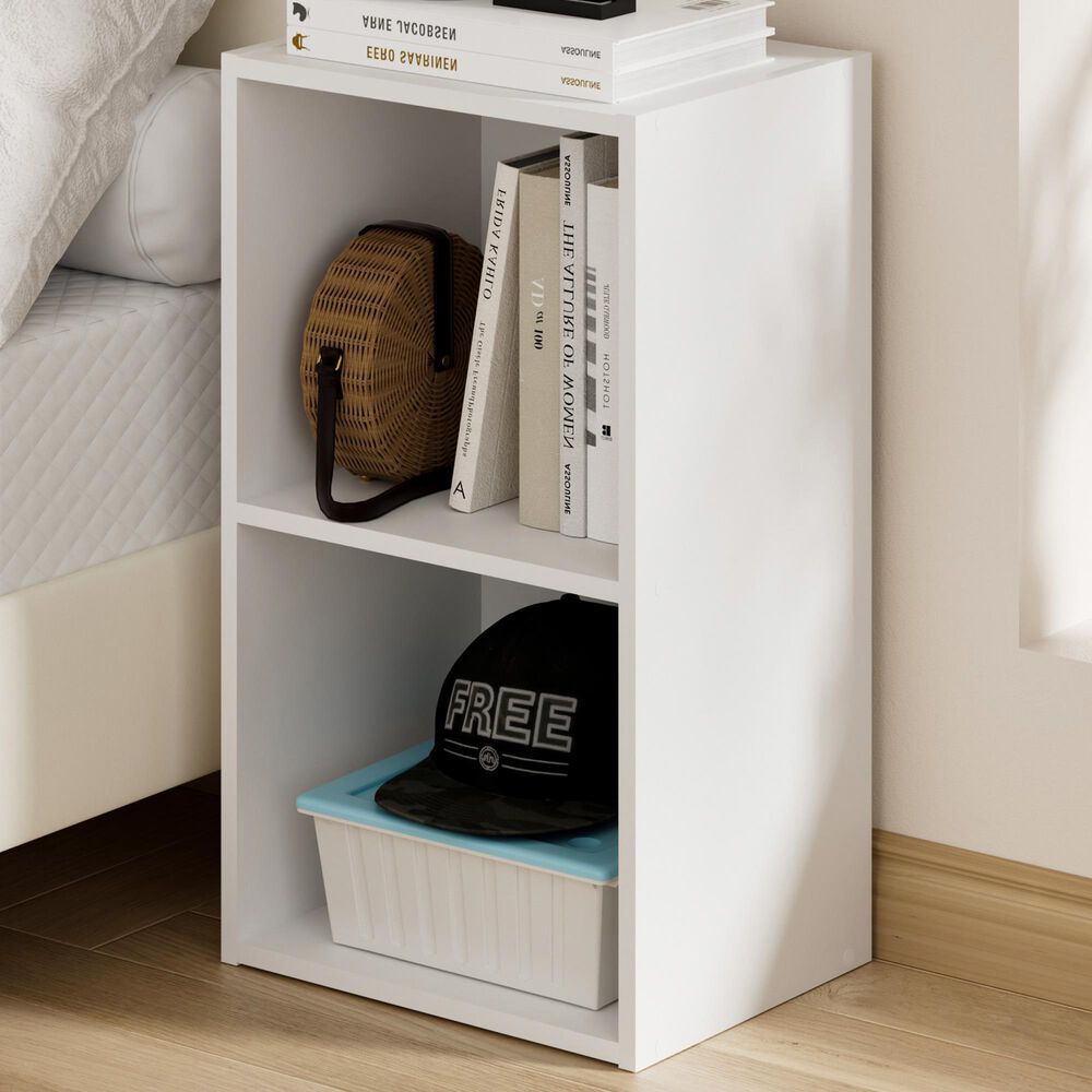 HOMLUX 2-Tier Open Shelf Bookcase in White, , large