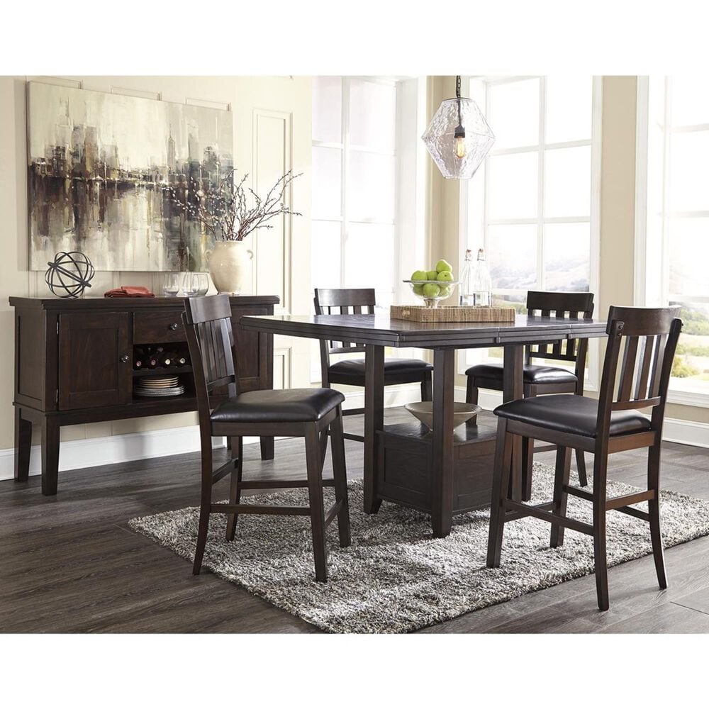 Ashley Haddigan Faux Leather Counter Stool in Dark Brown, , large
